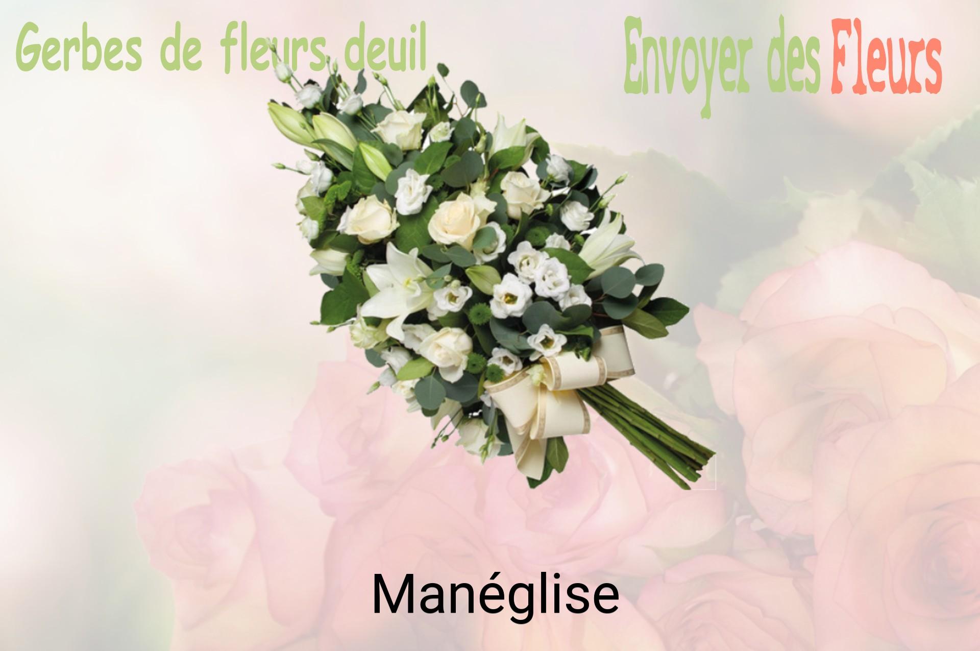 Gerbe de fleurs de deuil livrée à Manéglise